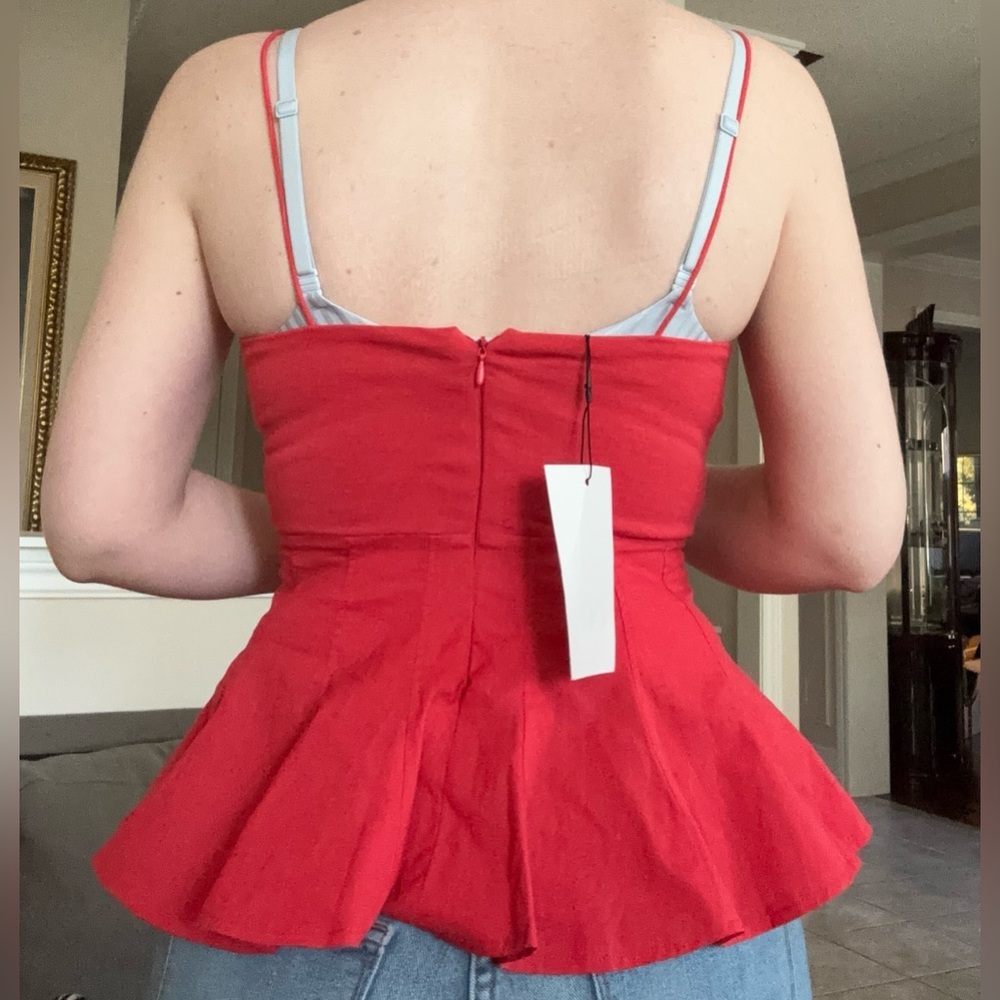 NWT Zara Red Peplum Blouse - Picture 5 of 9